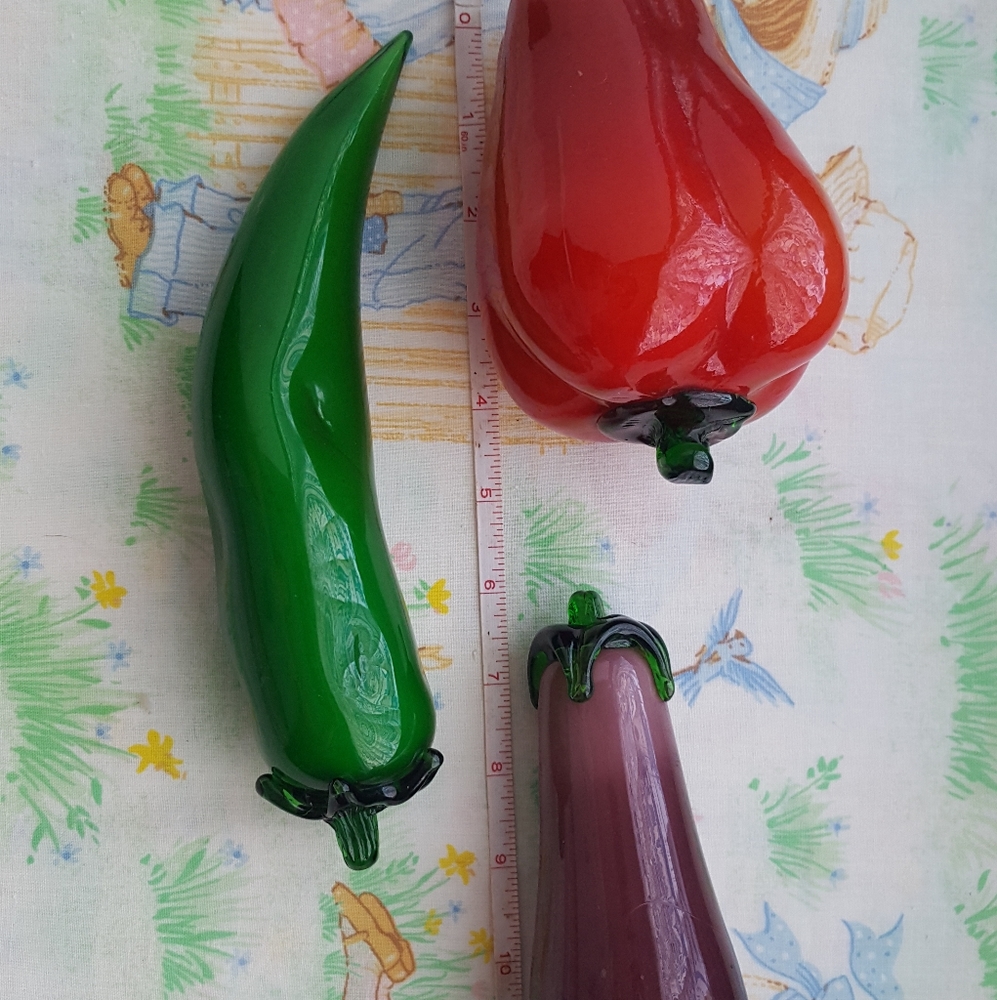 Vintage 4 Murano-Style Glass Art Veggies 🍆🌽 - Picture 7 of 10